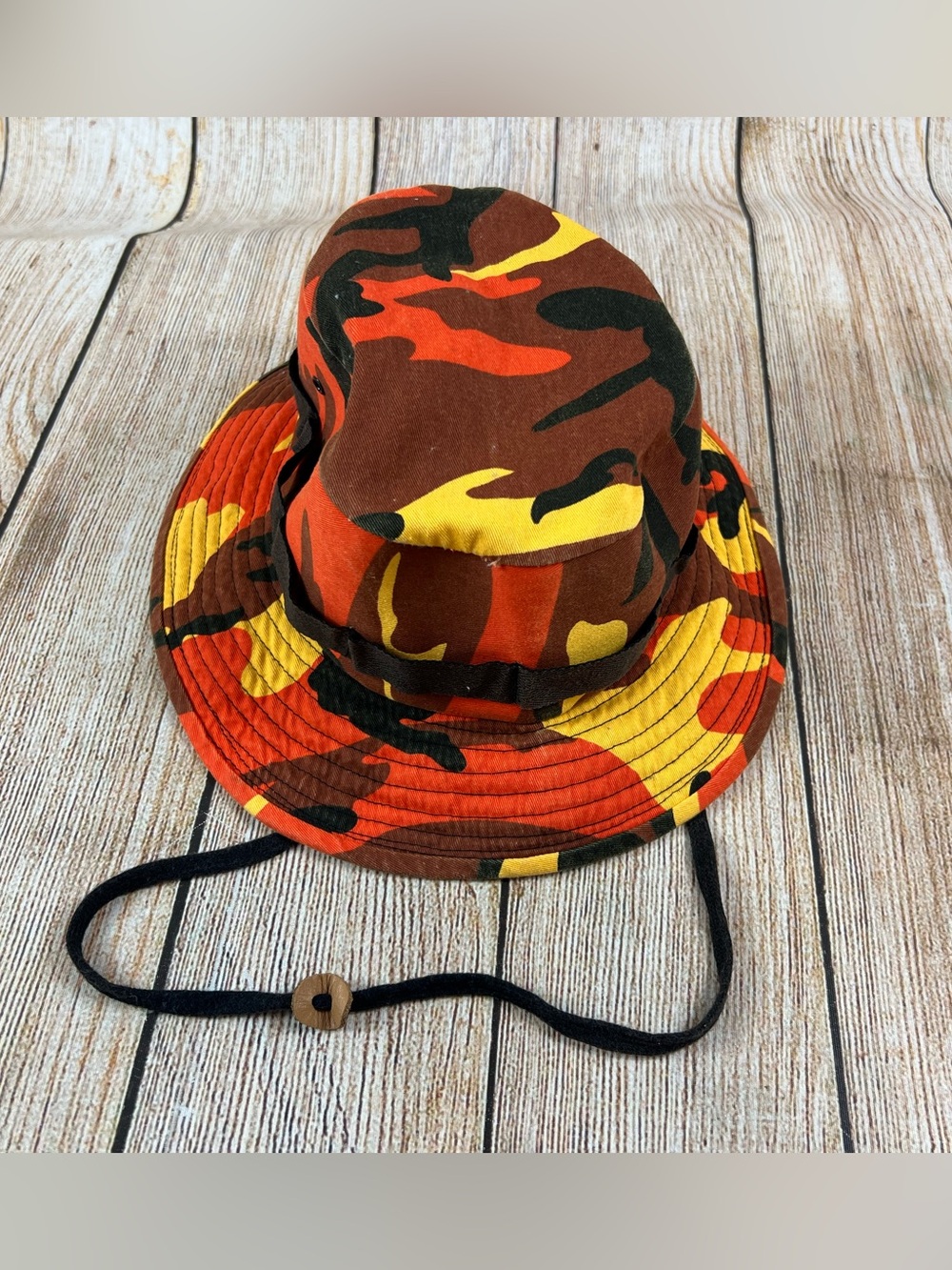 Military Issue Orange Camo Bucket Hat Sun Hot Weather Type II Jungle Size Large